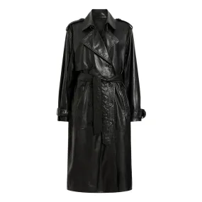 ALLSAINTS Hendry Leather Trench Coat - Black