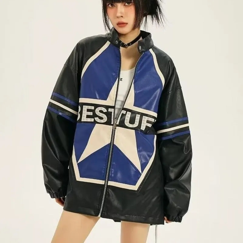 American Retro Trendy Leather Jacket Coat