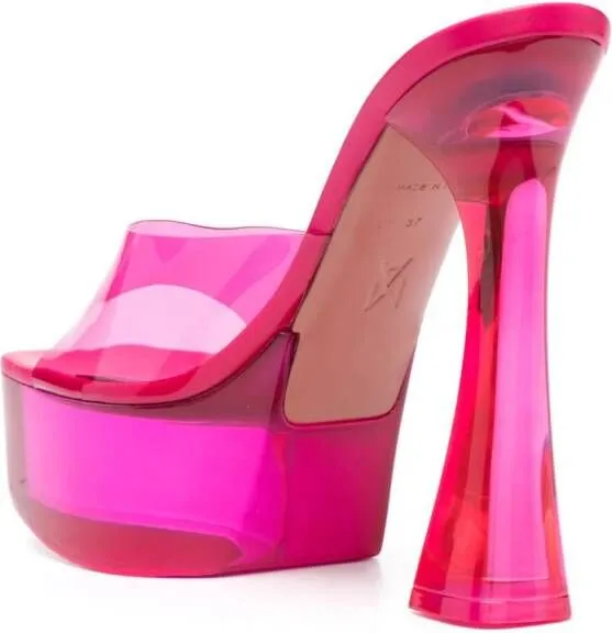 Amina Muaddi Dalida Glass 135mm platform sandals Pink