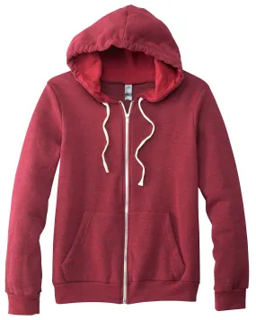 Bella + Canvas Unisex Triblend Sponge Fleece Full-Zip Hoodie 3909 Cardinal Triblnd