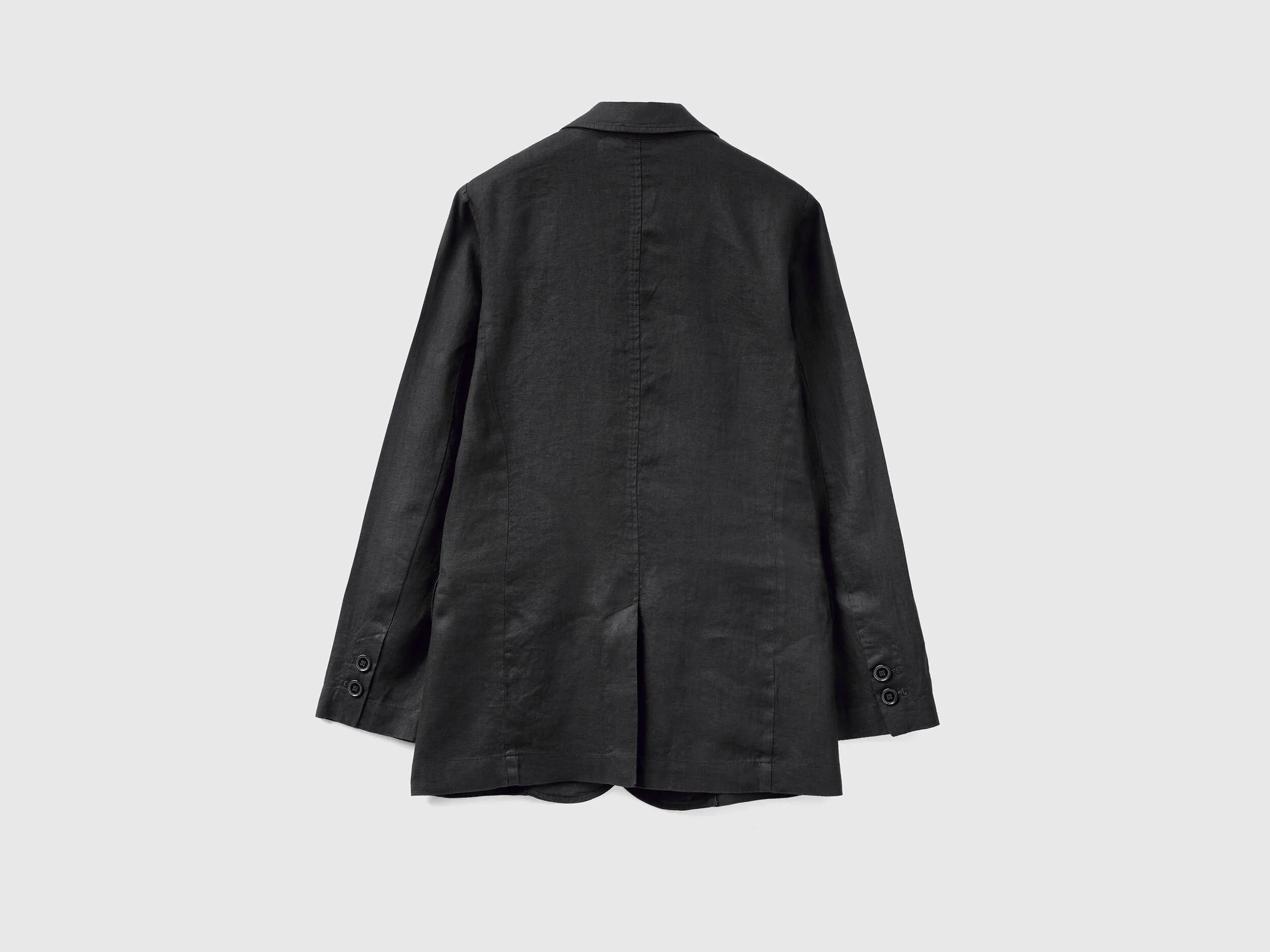 Blazer in pure linen - Black | Benetton