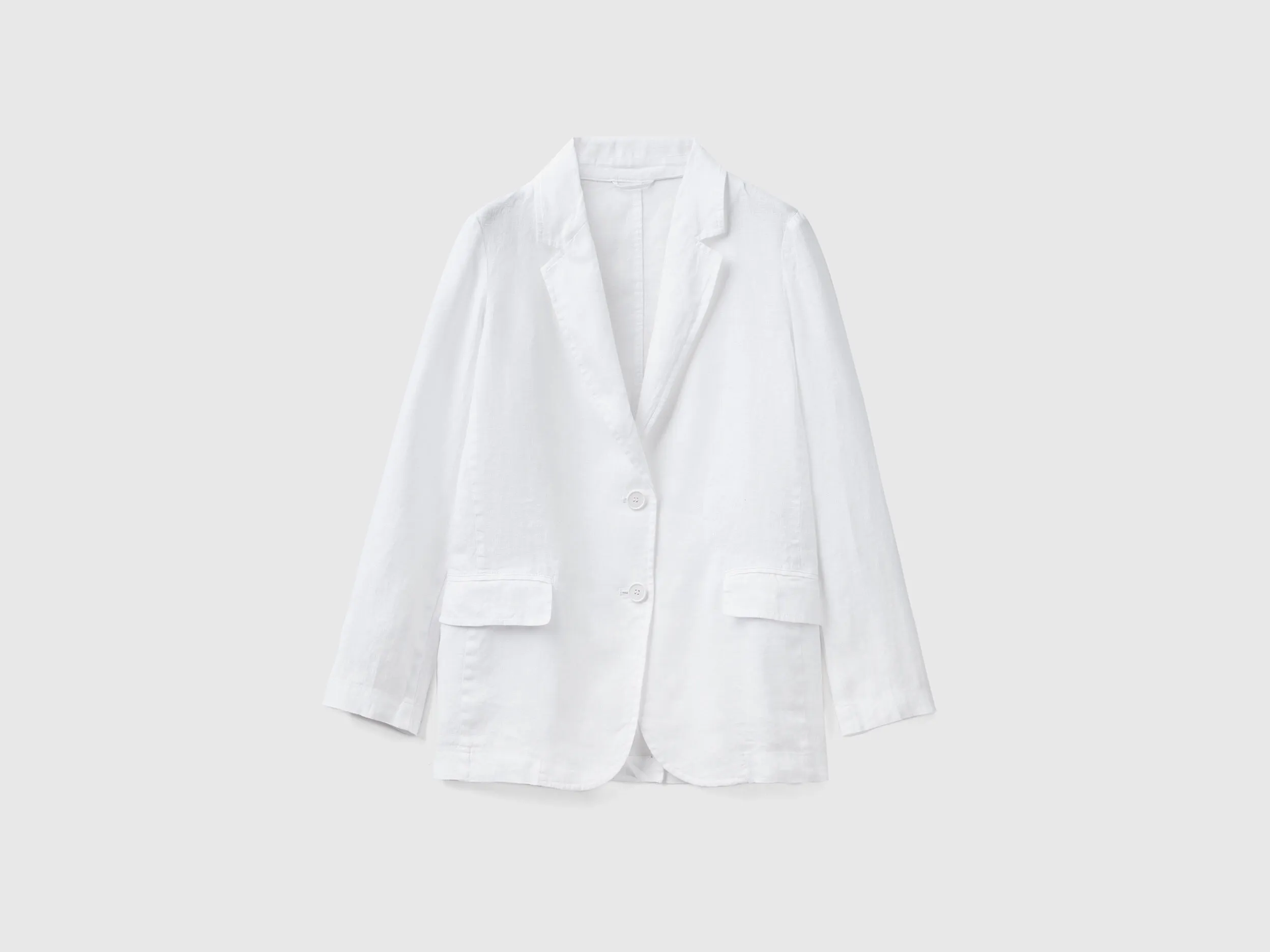 Blazer in pure linen - White | Benetton