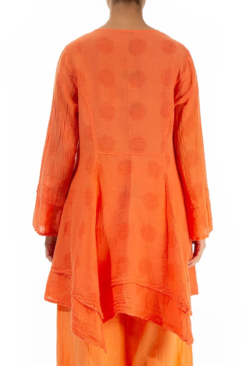 Bubble Patterned Flared Coral Linen Jacket