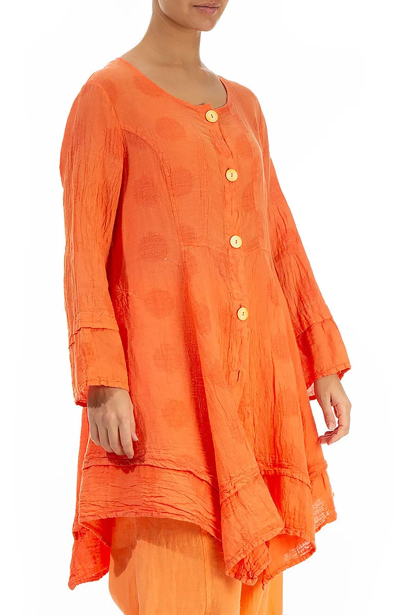 Bubble Patterned Flared Coral Linen Jacket