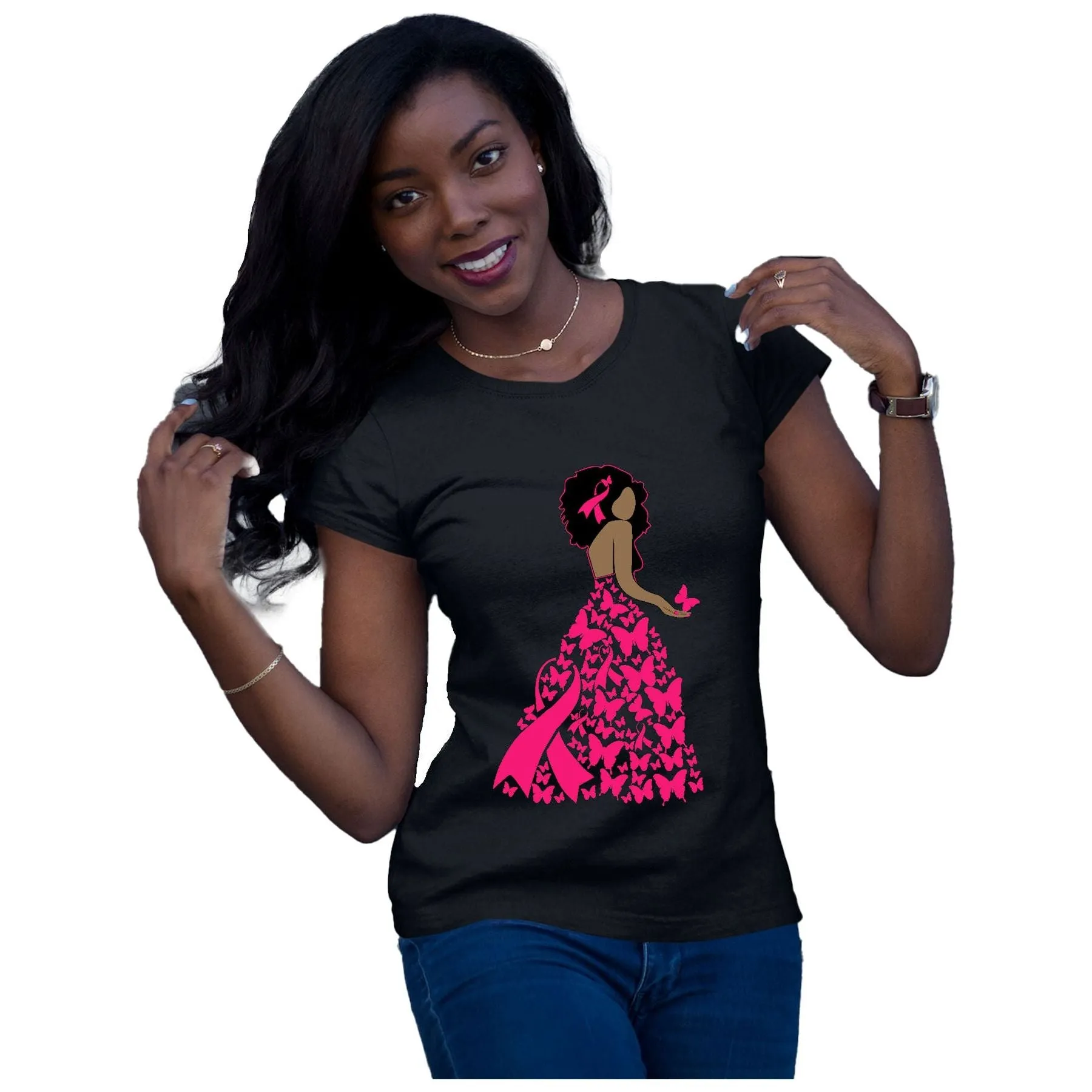 Butterfly Ribbon Breast Cancer Awareness T-Shirt