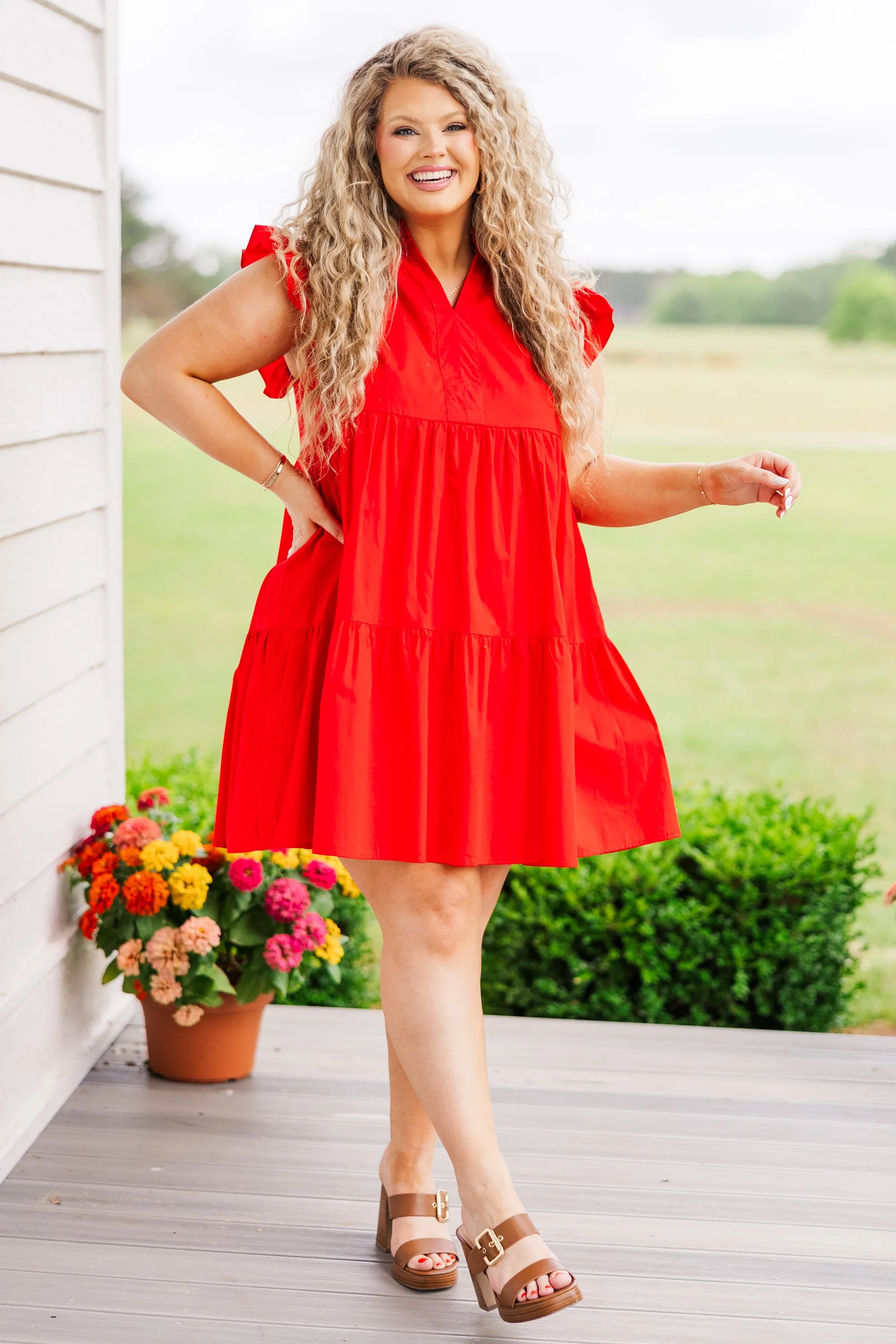 Charmingly Cute Dress, Red