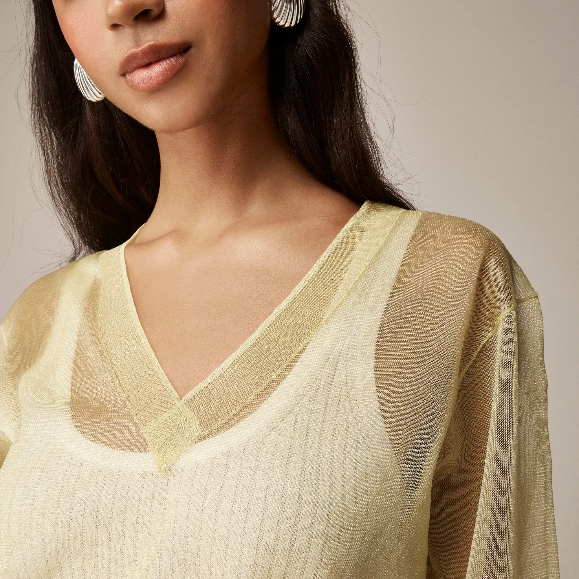 Collection sheer V-neck sweater