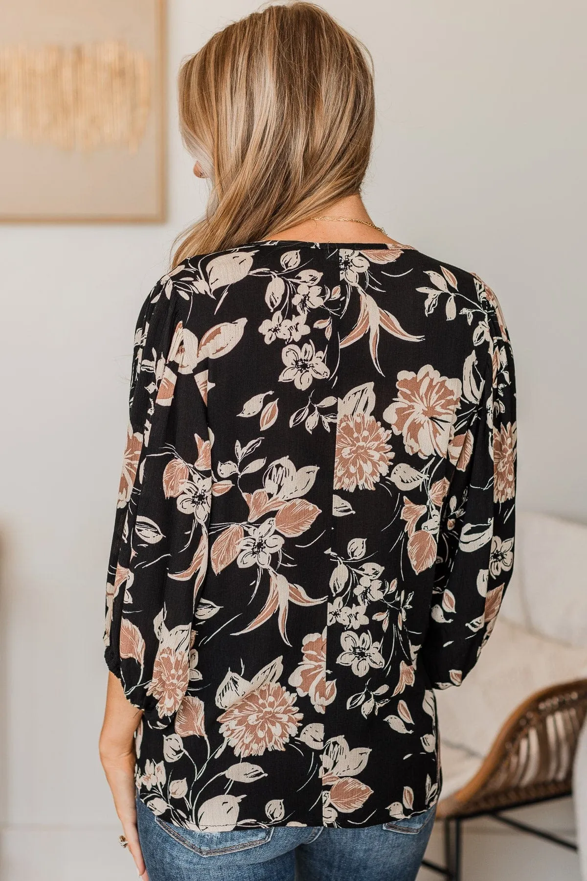 Dreaming Is Believing Floral Blouse- Black