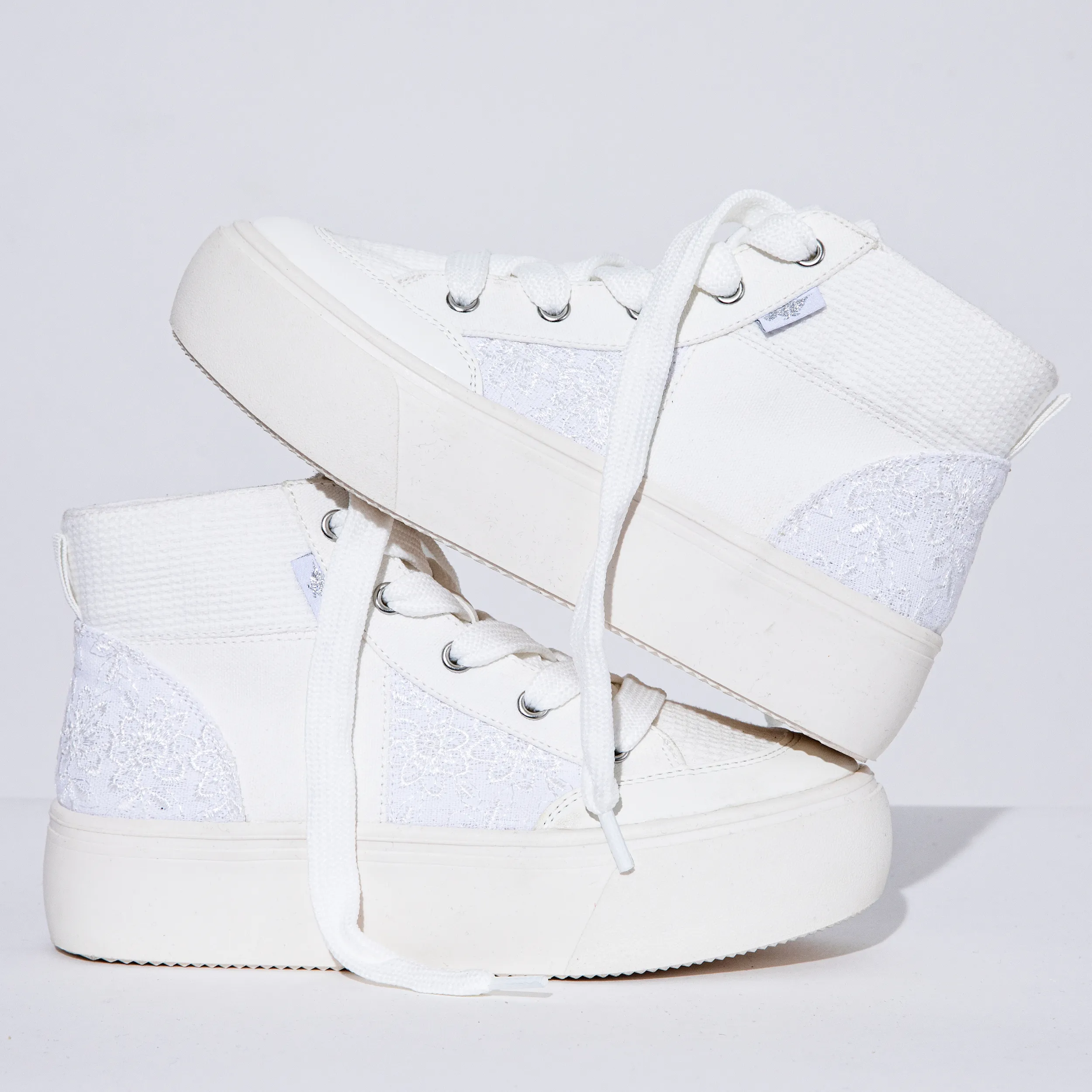 Flair White Patchwork Platform Sneaker