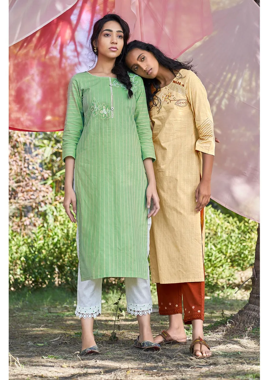 Four Buttons Presents Peach Pure Cotton Daily Wear Kurtis Collection And Pants