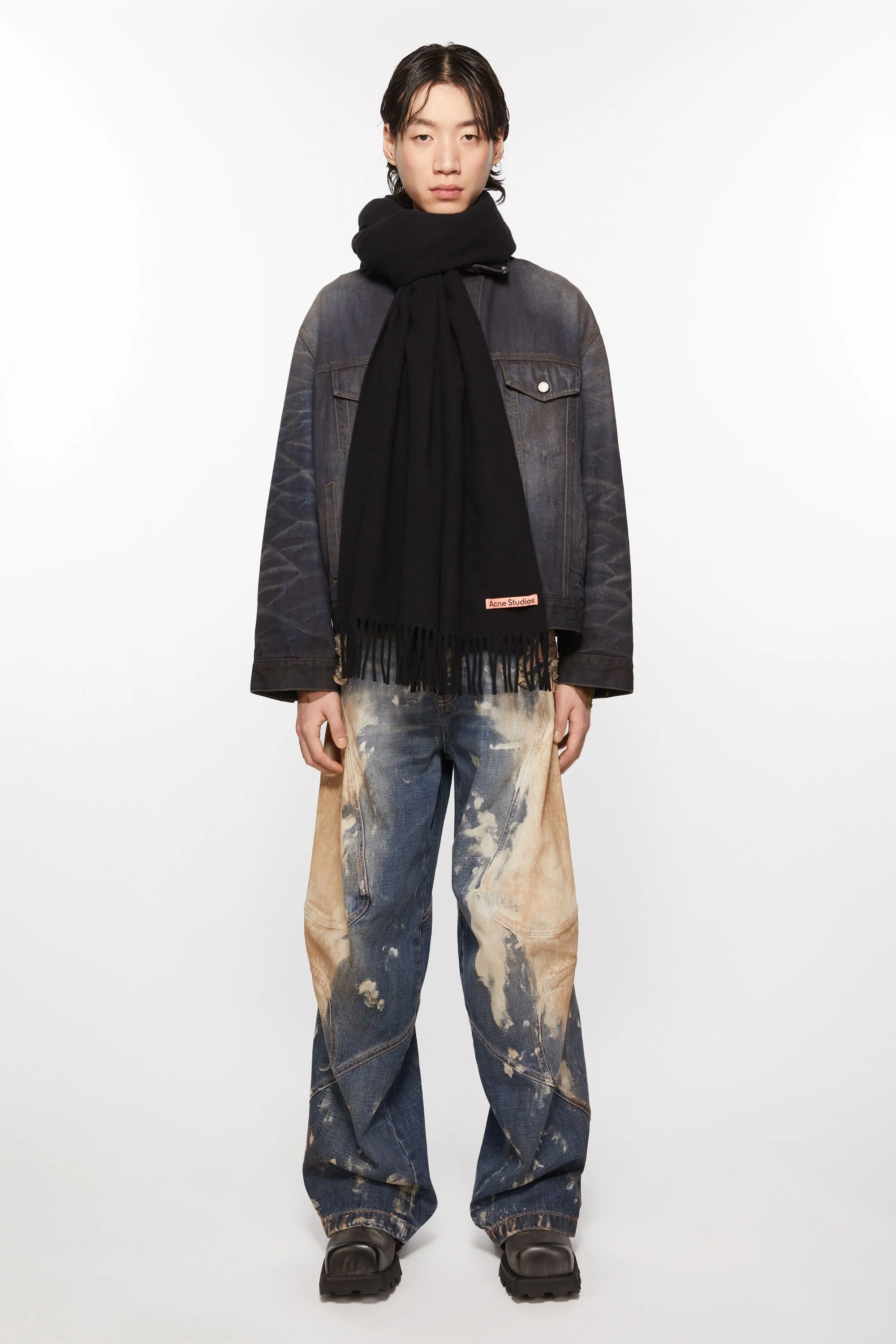 Fringe wool scarf - oversized