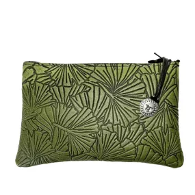 Ginkgo Leather Zipper Pouch