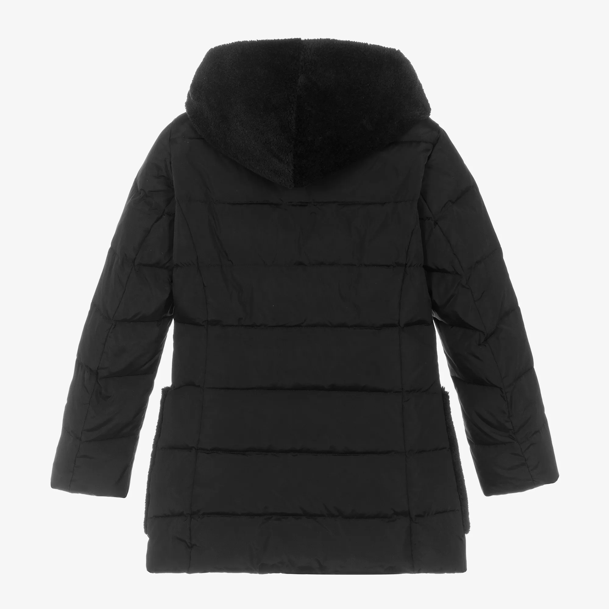 Girls Black Down-Filled Puffer Coat