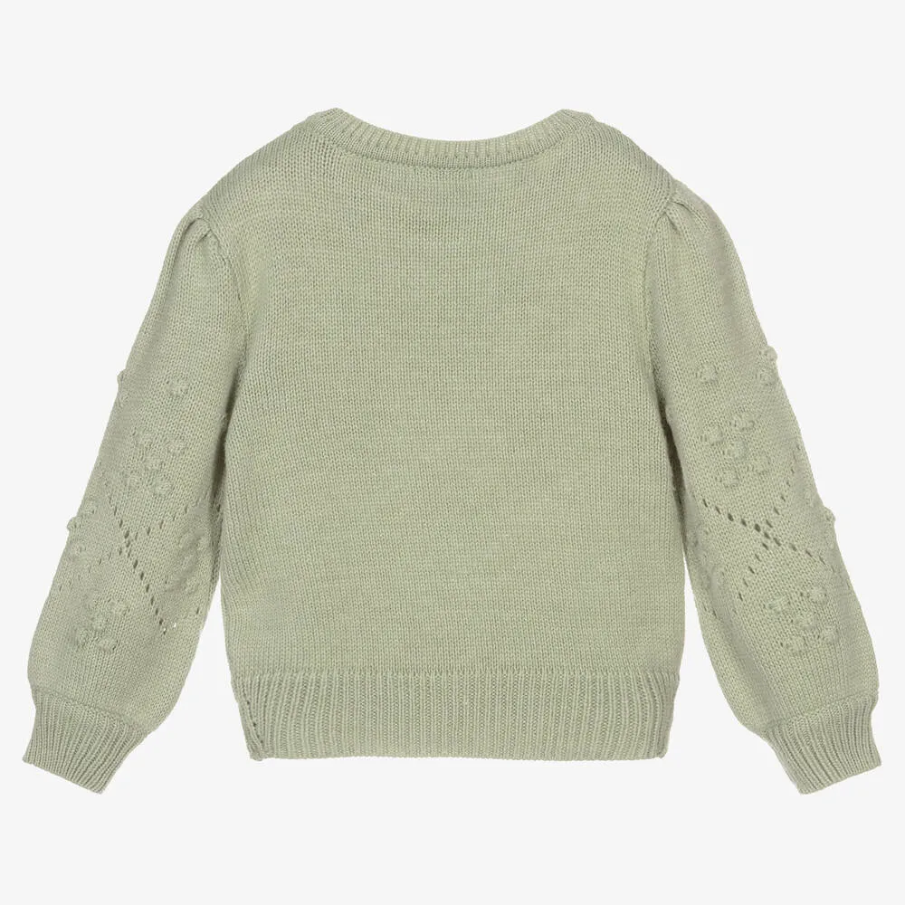 Girls Green Knit Sweater