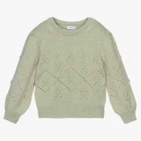 Girls Green Knit Sweater