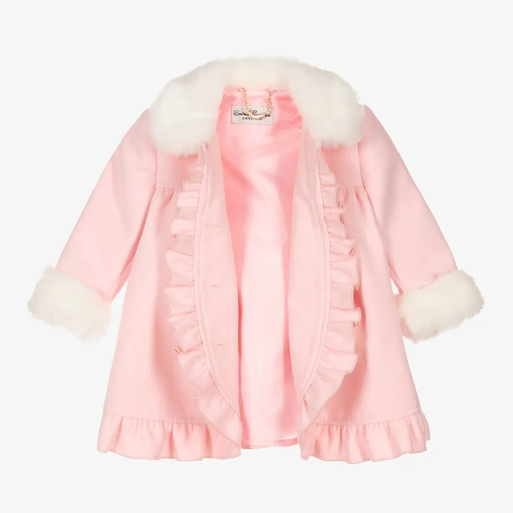 Girls Pink Coat & Bonnet Set