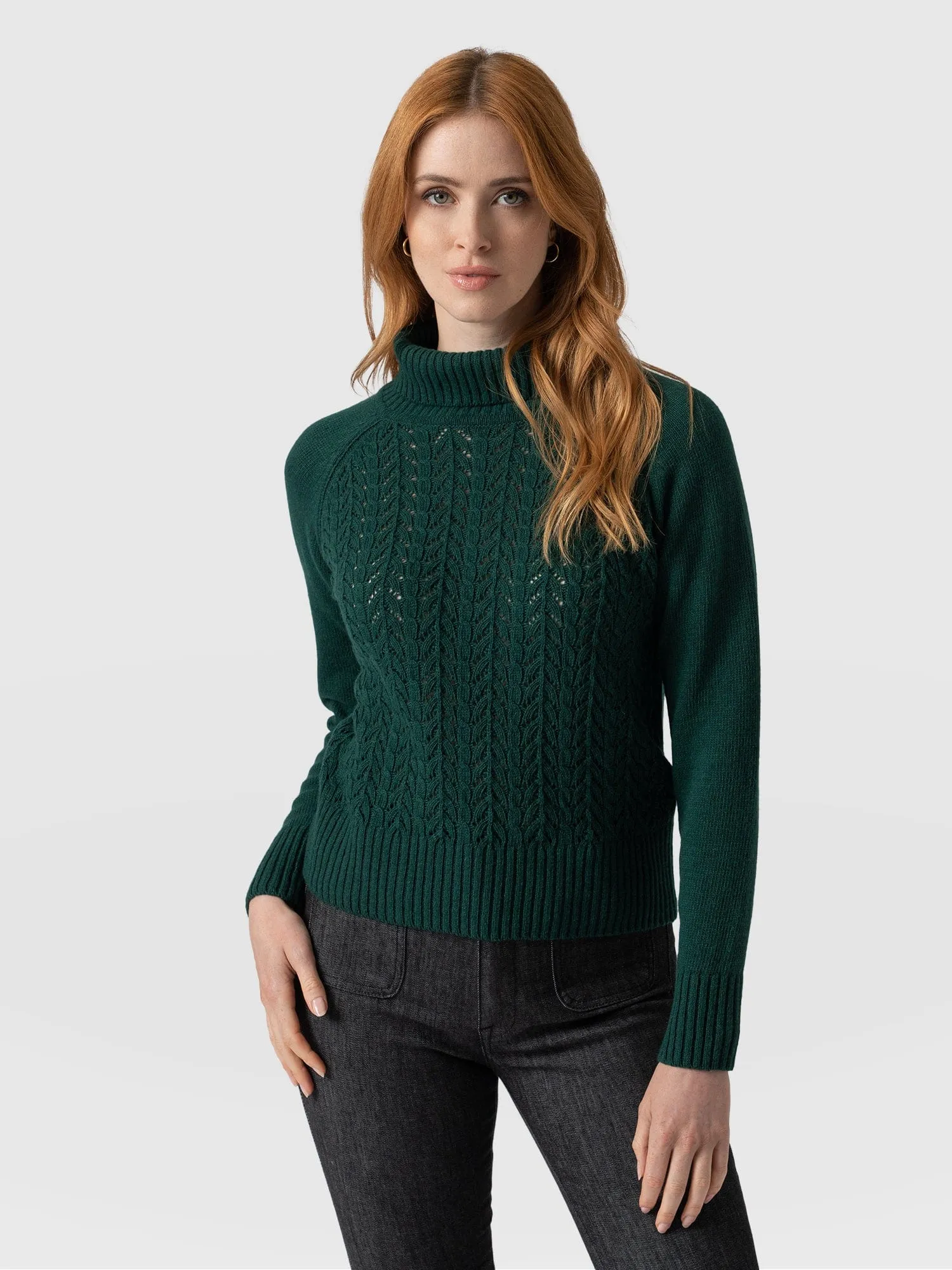 Glen Cable Knit Jumper - Green