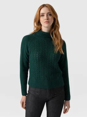 Glen Cable Knit Jumper - Green