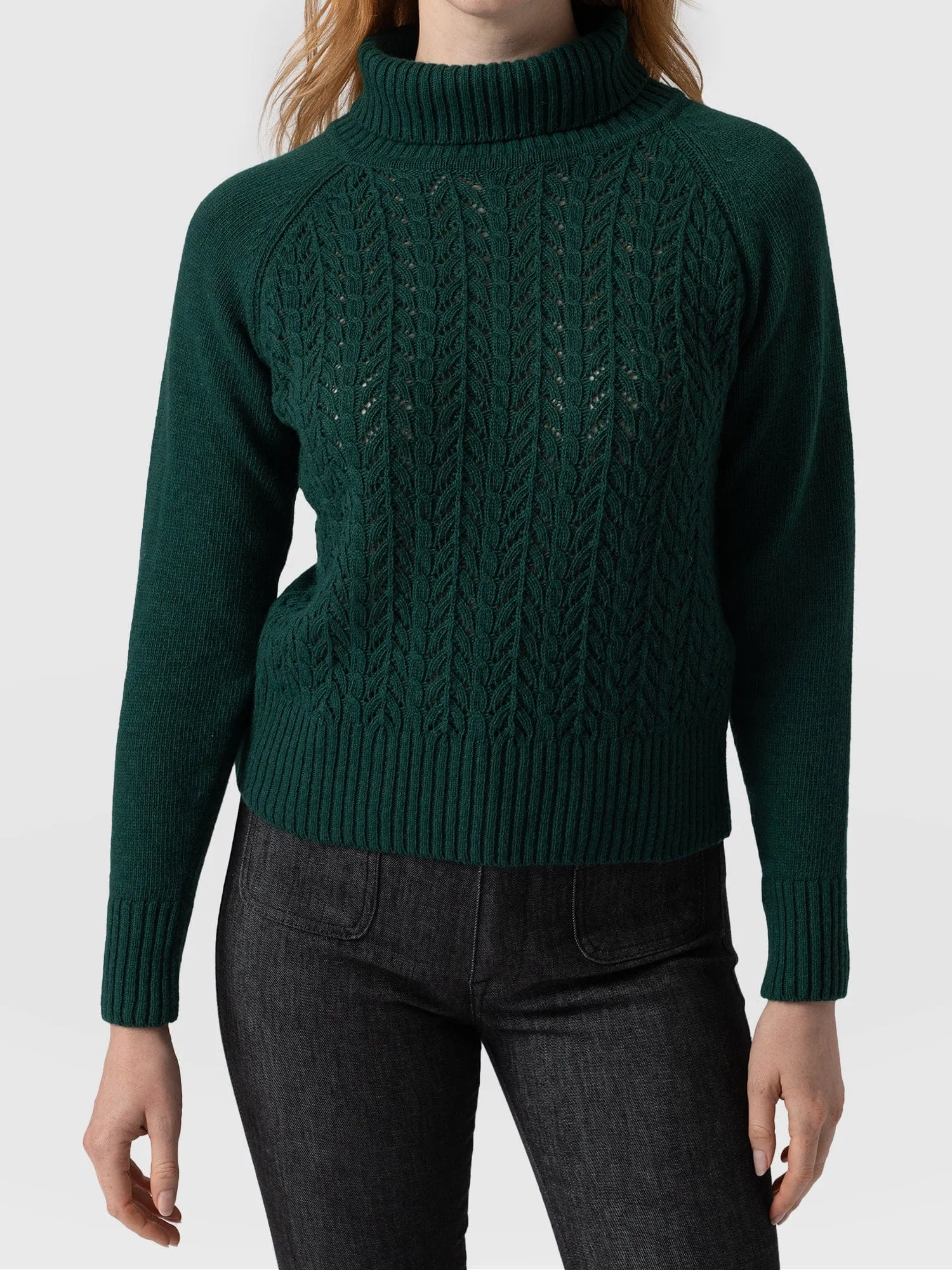 Glen Cable Knit Jumper - Green