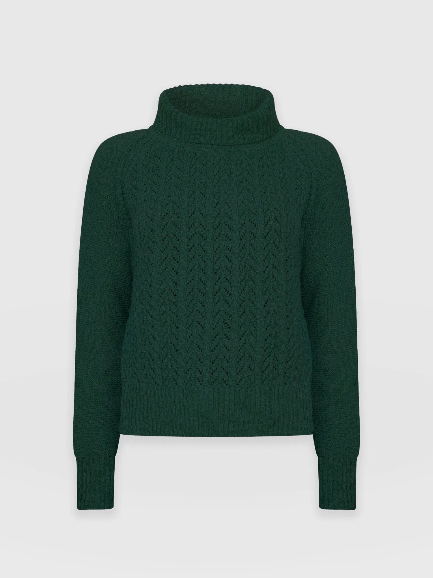 Glen Cable Knit Jumper - Green