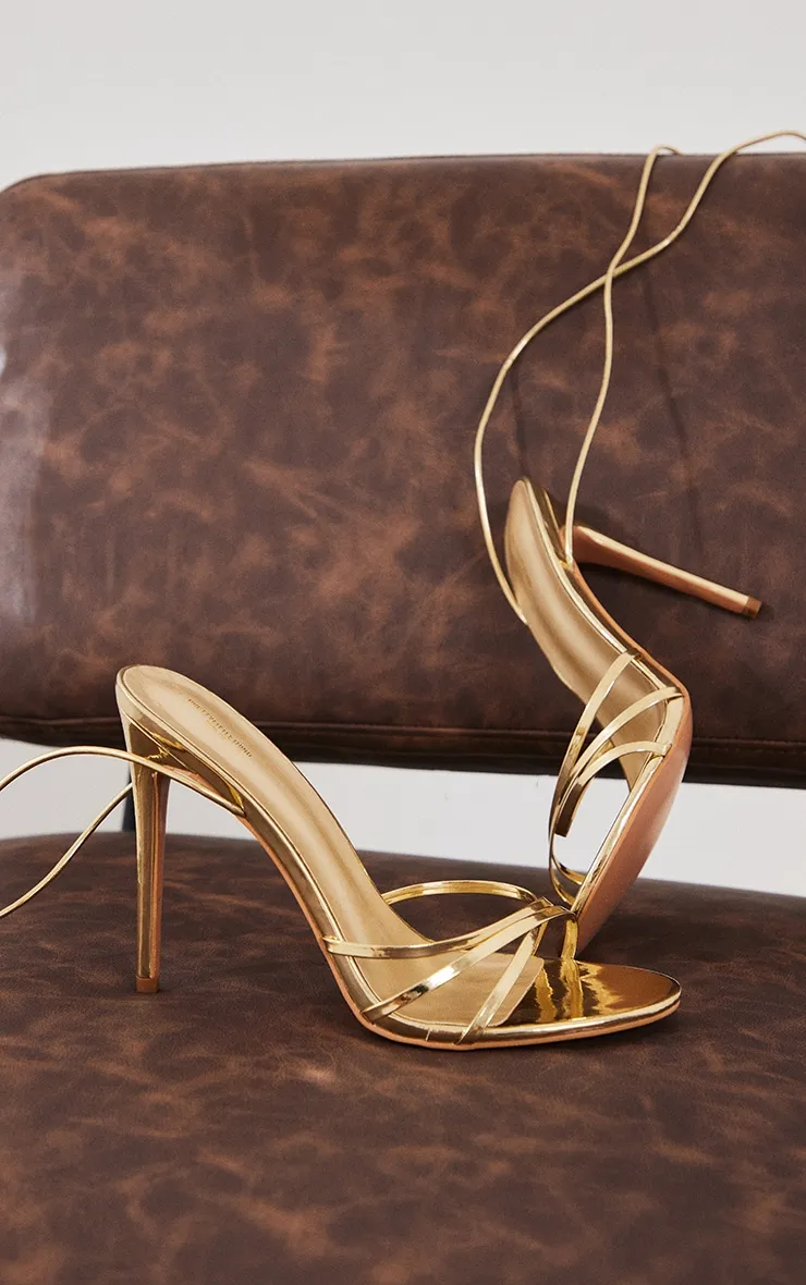 Gold Metallic Wide Fit High Heeled Sandals