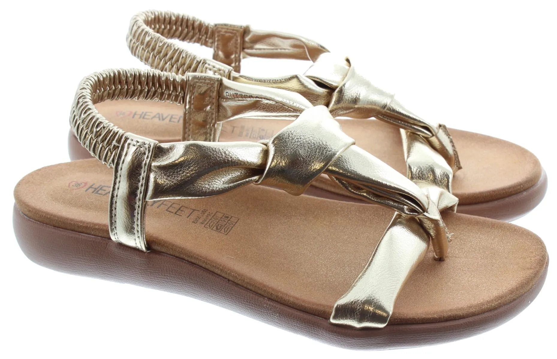 HEAVENLY FEET Ladies Buttercup Knot Sandals In Gold