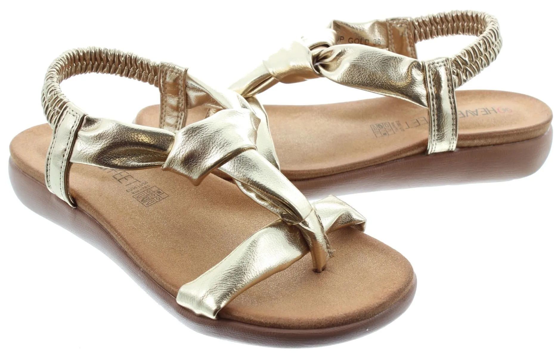 HEAVENLY FEET Ladies Buttercup Knot Sandals In Gold