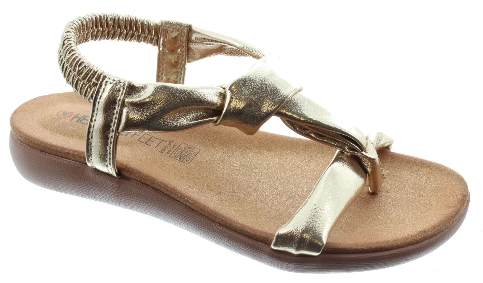 HEAVENLY FEET Ladies Buttercup Knot Sandals In Gold