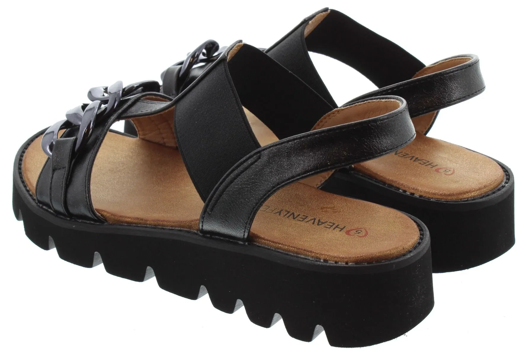 HEAVENLY FEET Ladies Lulu Chain Sandals In Black