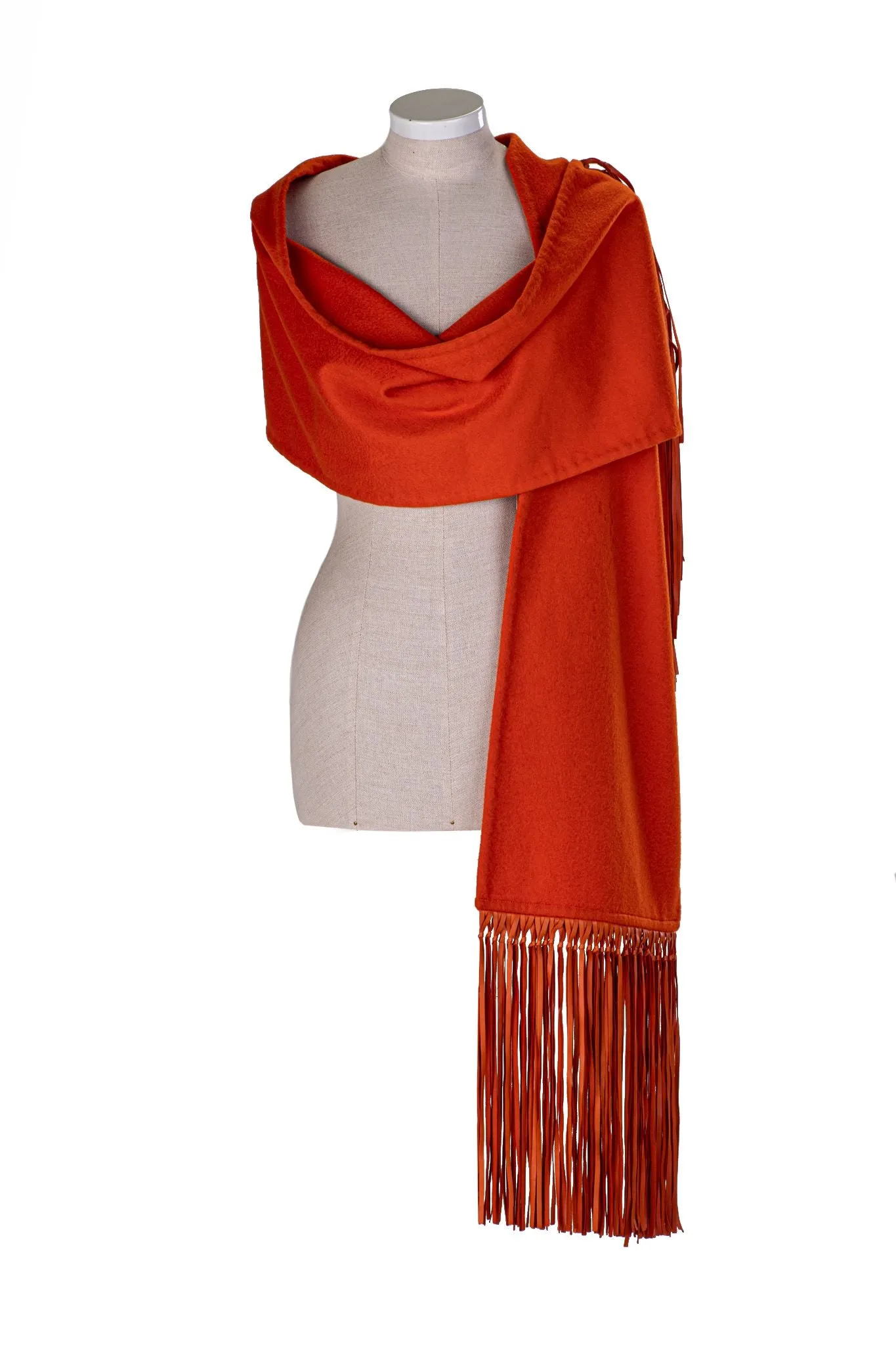 Hermès Orange Cashmere Leather Scarf