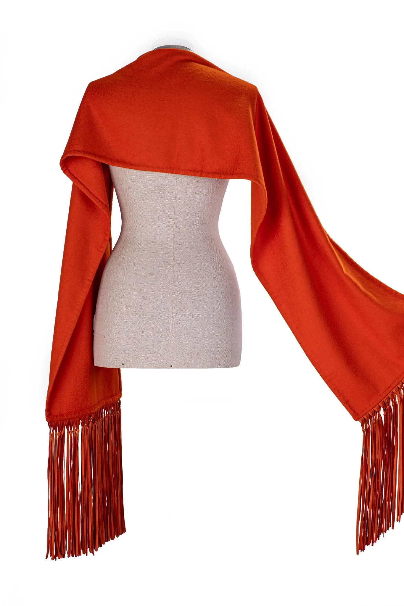 Hermès Orange Cashmere Leather Scarf