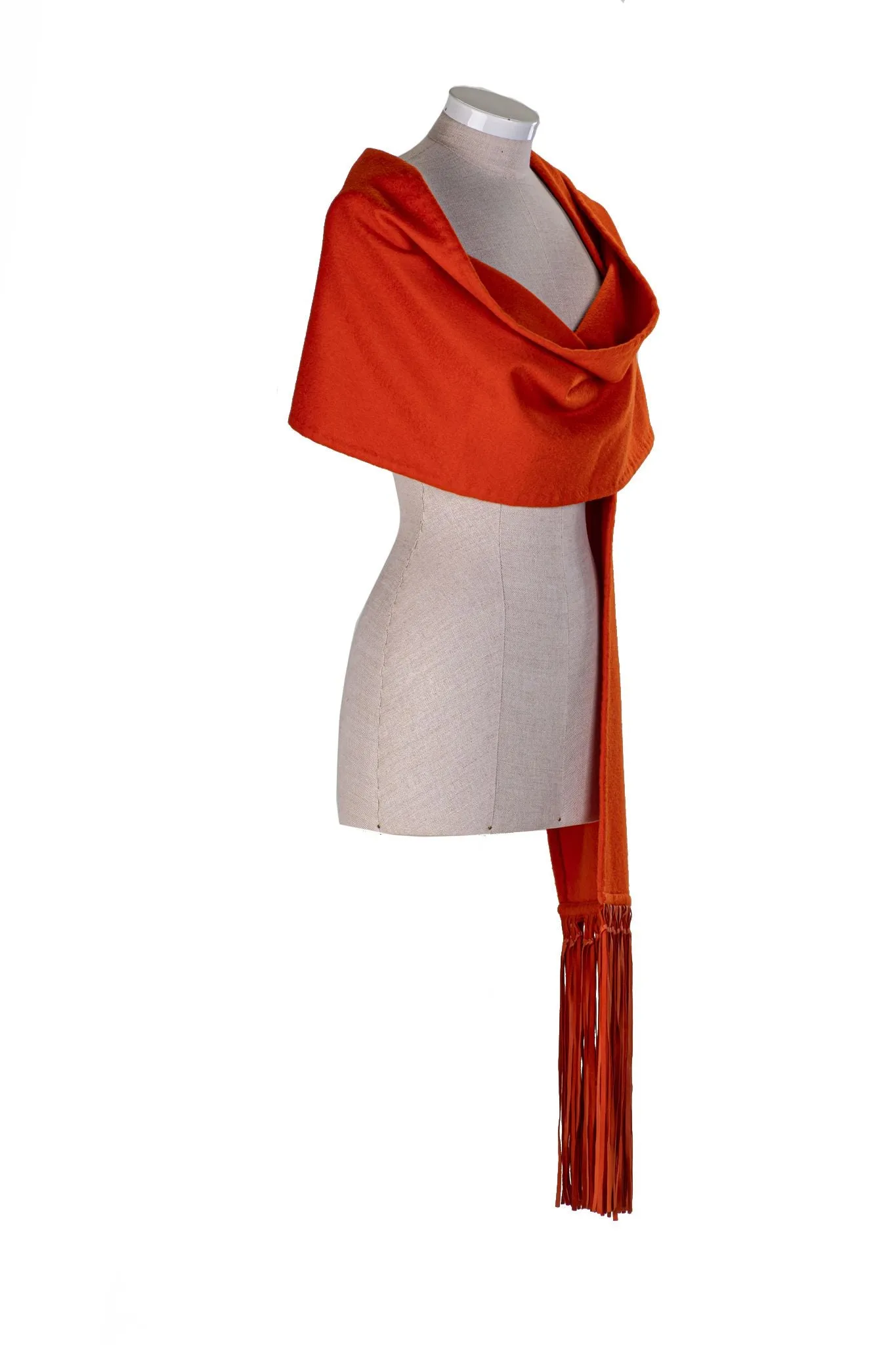 Hermès Orange Cashmere Leather Scarf