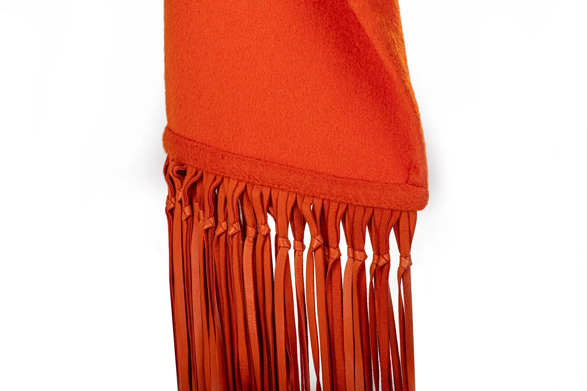 Hermès Orange Cashmere Leather Scarf