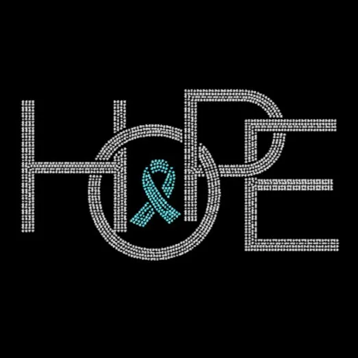 Hope with Cancer Ribbon Rhinestone Transfer