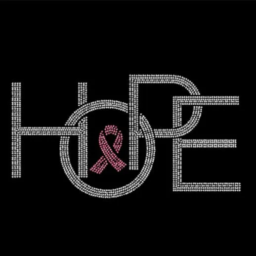 Hope with Cancer Ribbon Rhinestone Transfer