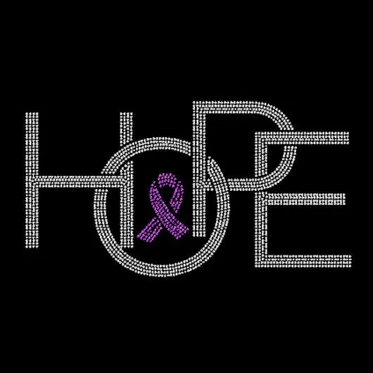 Hope with Cancer Ribbon Rhinestone Transfer