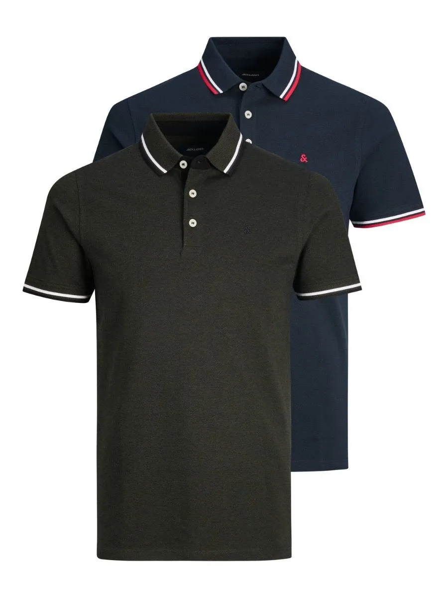 Jack & Jones Paulos 2 Pack Polo Shirt Navy Blazer