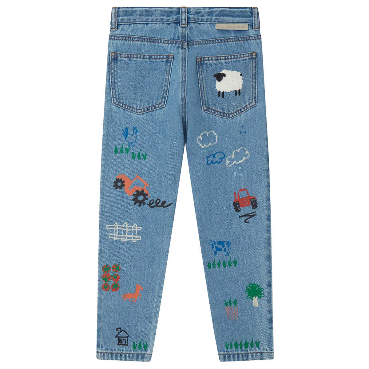 Kids STELLA MCCARTNEY Child Denim With Farm Print Pants - Blue