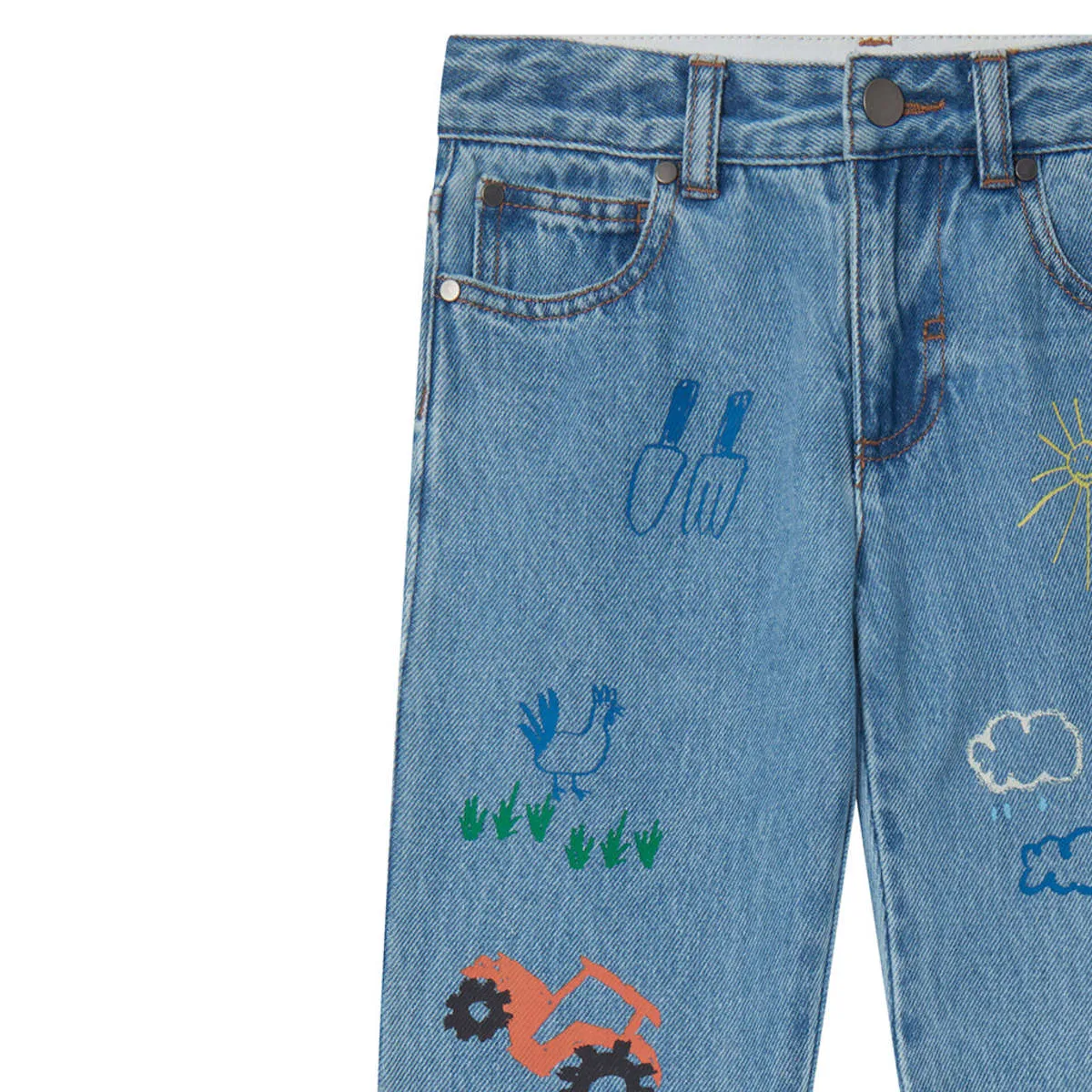 Kids STELLA MCCARTNEY Child Denim With Farm Print Pants - Blue