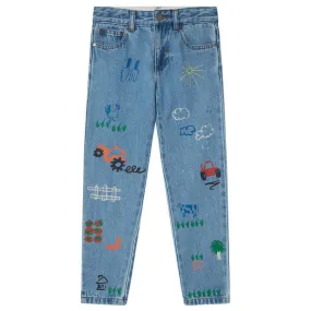 Kids STELLA MCCARTNEY Child Denim With Farm Print Pants - Blue