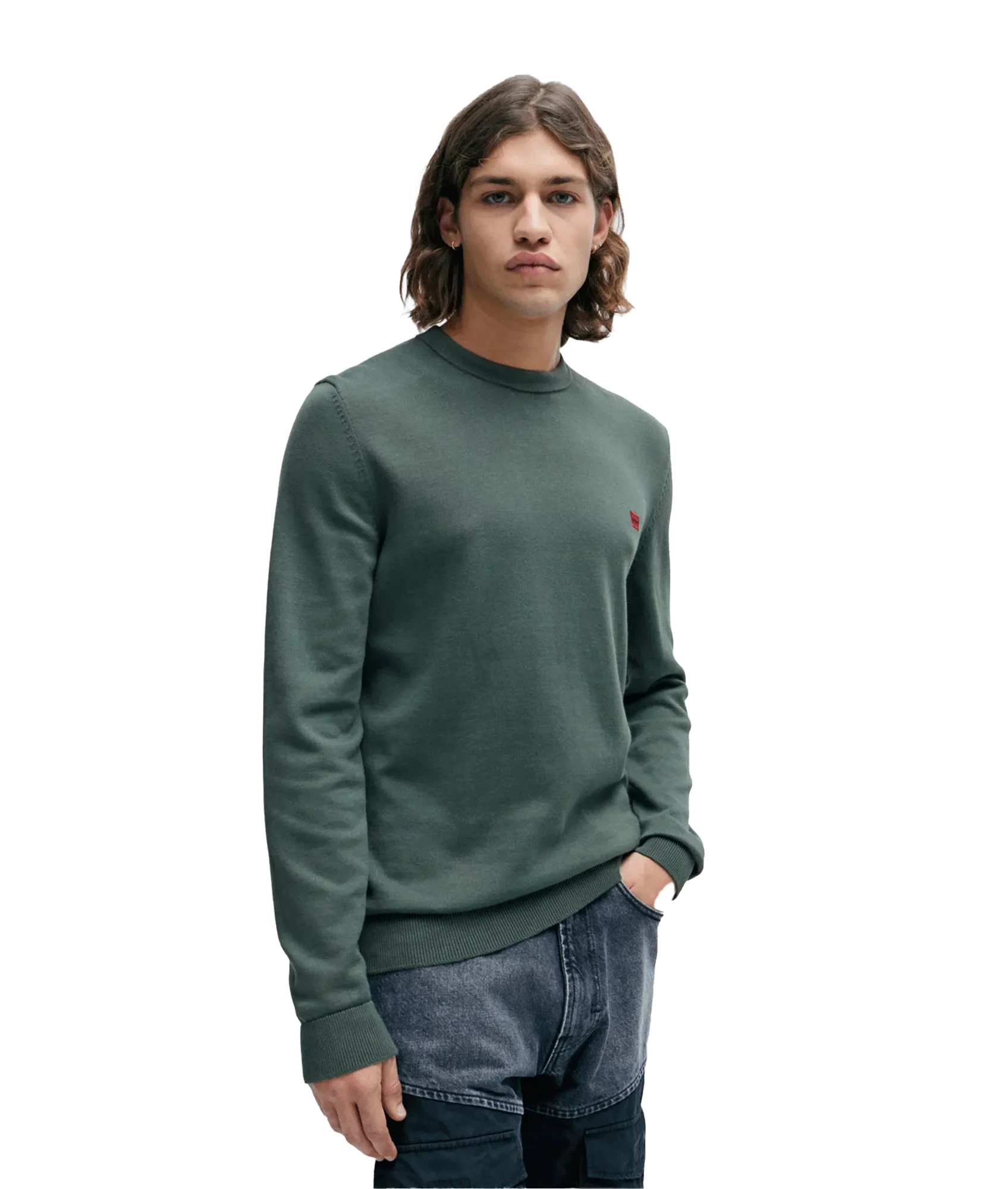 Knitted Cotton Sweater - Green