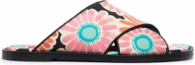 La DoubleJ daisy-print criss-cross sandals Black