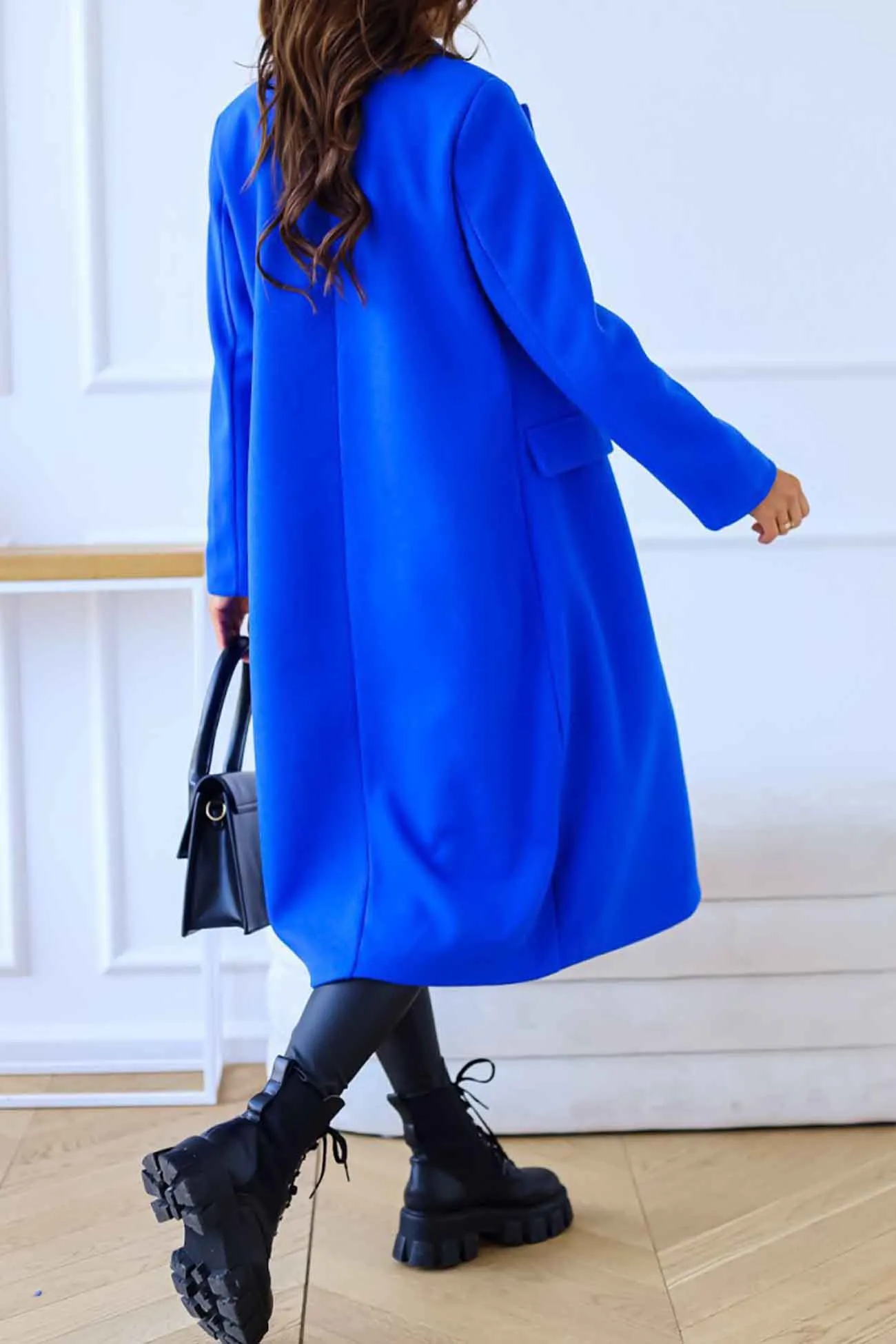 Lapel Double Breasted Long Sleeve Coat