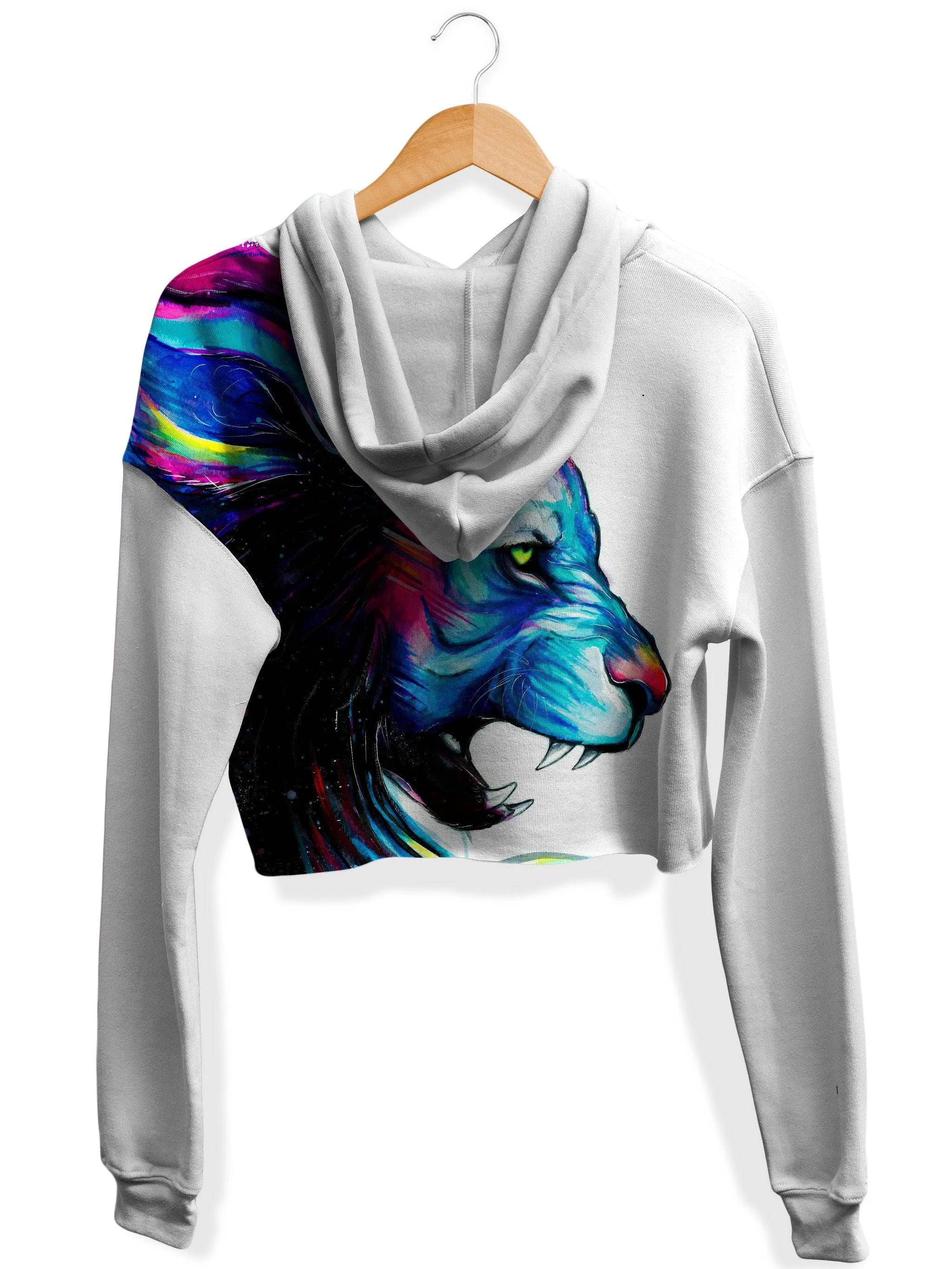 Lion Color Fleece Crop Hoodie