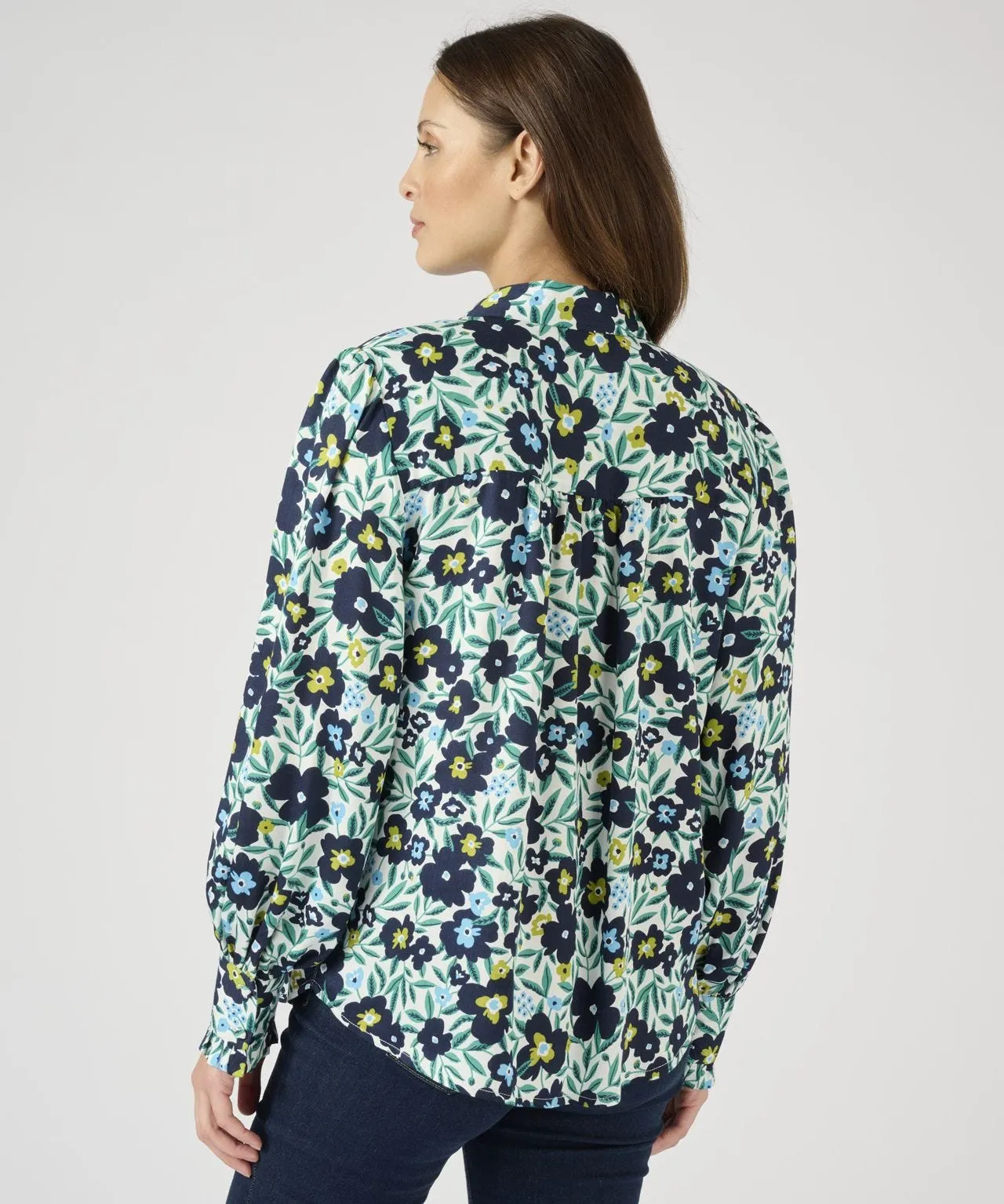 Long Sleeve Bold Floral Print Blouse