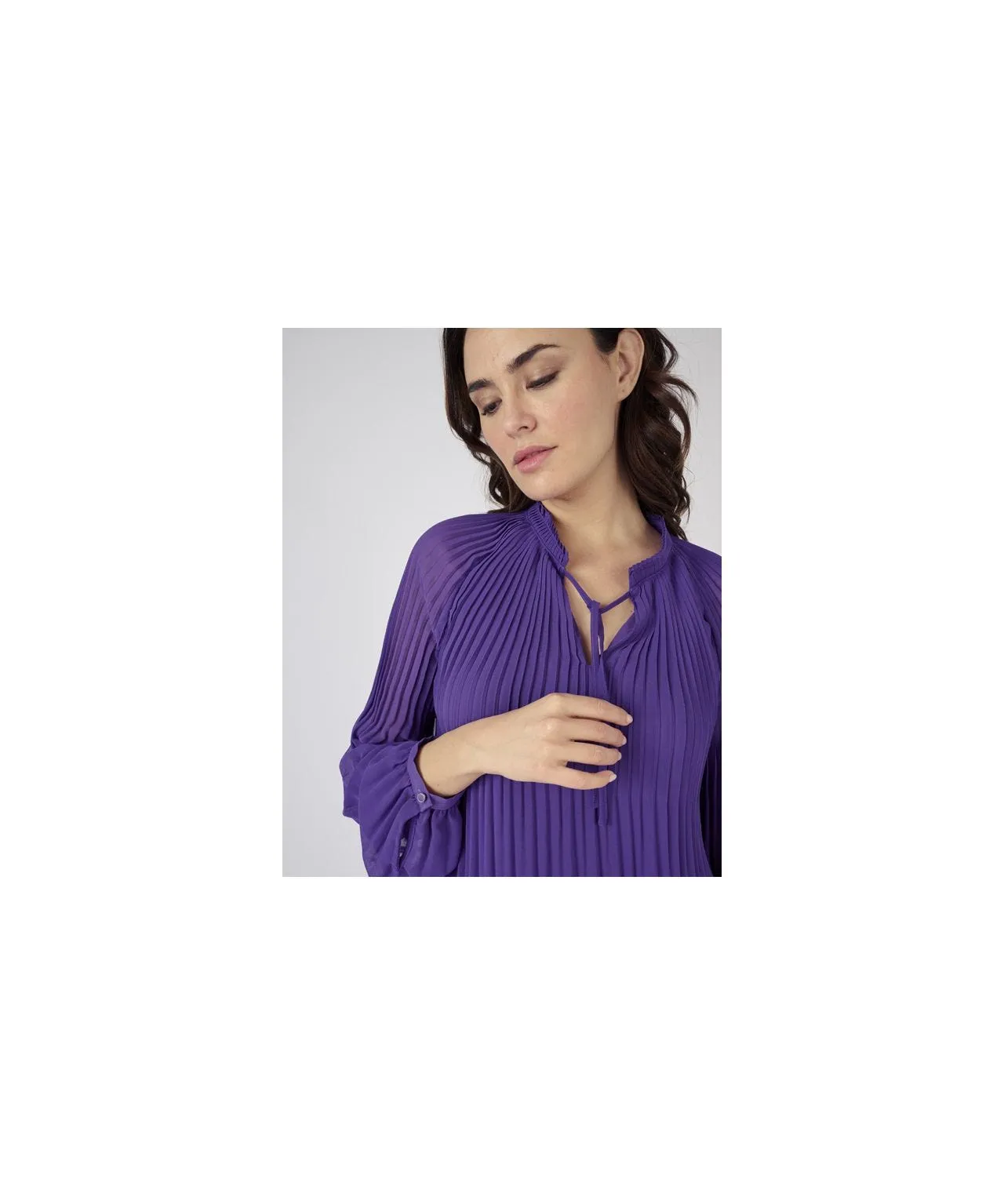 Long Sleeved Pleated Blouse