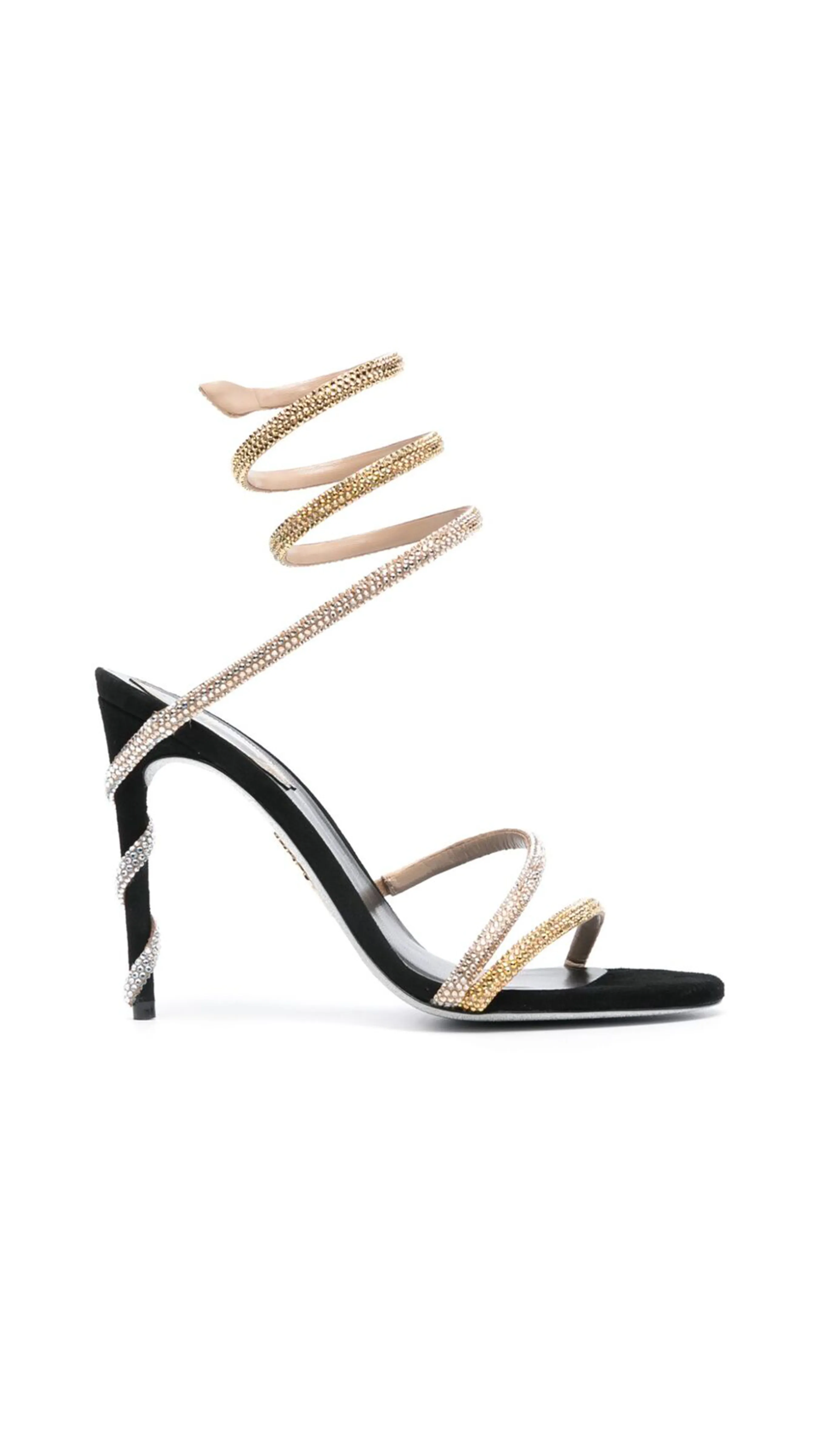 Margot Sandals with Degradé Crystal - Black/Gold/Champagne