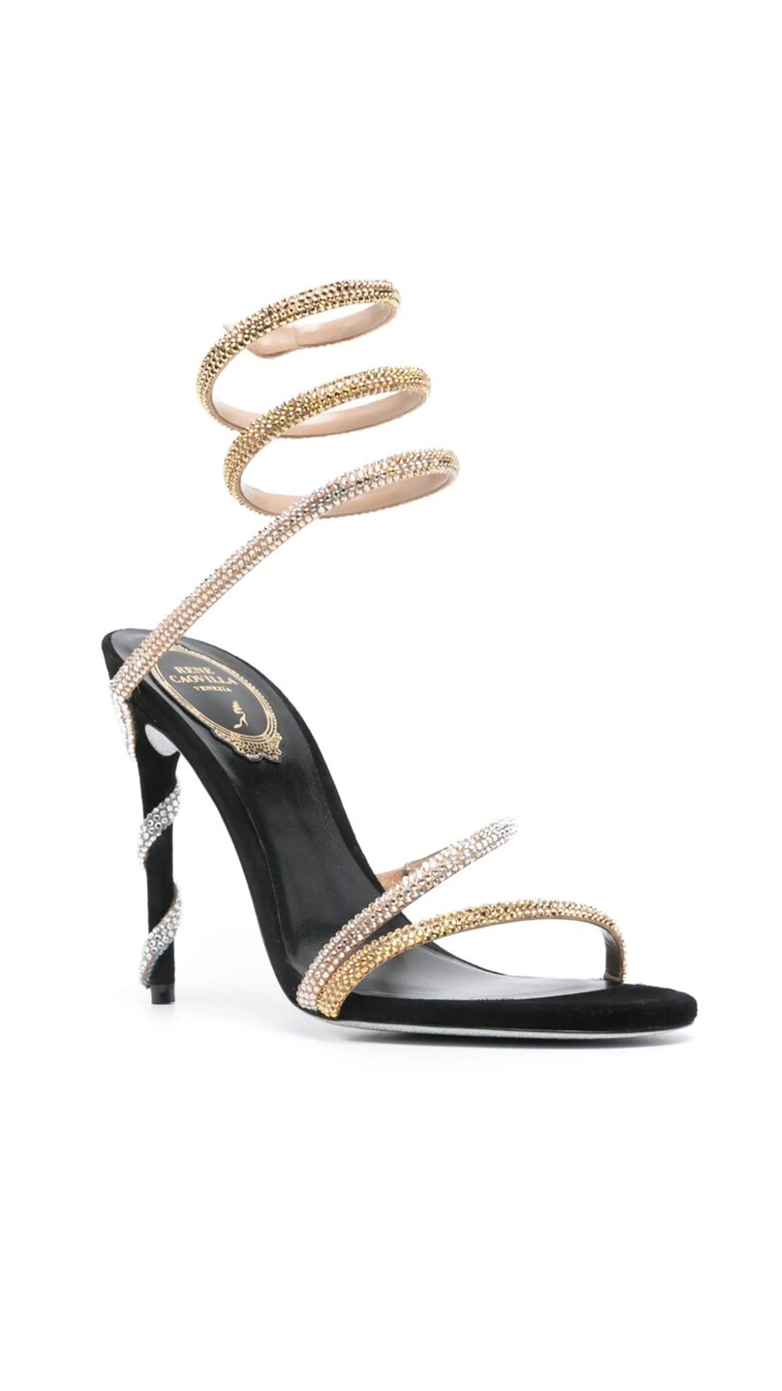 Margot Sandals with Degradé Crystal - Black/Gold/Champagne