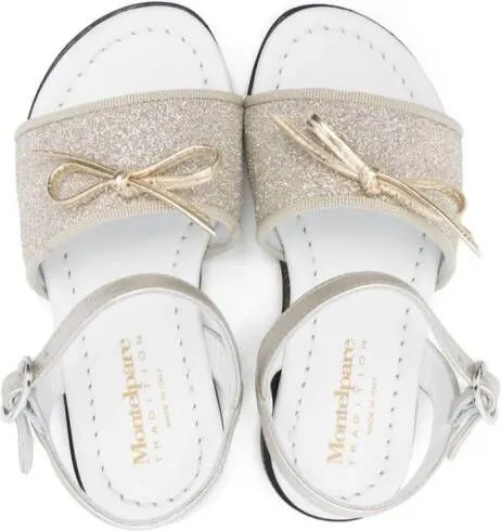 MONTELPARE TRADITION glitter-detail leather sandals Gold