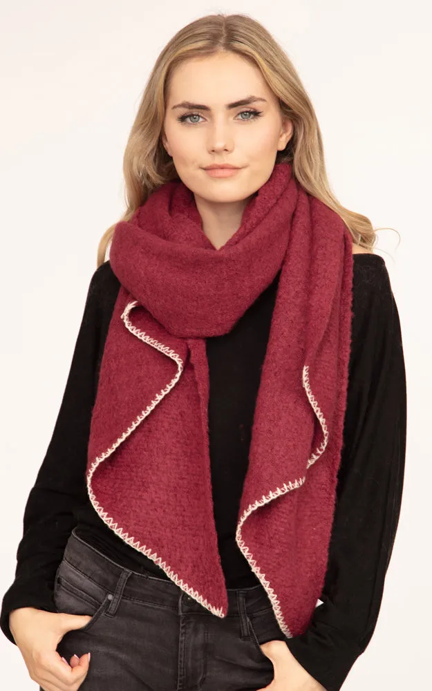 MS0200 Stitch Trim Solid Oblong Scarf